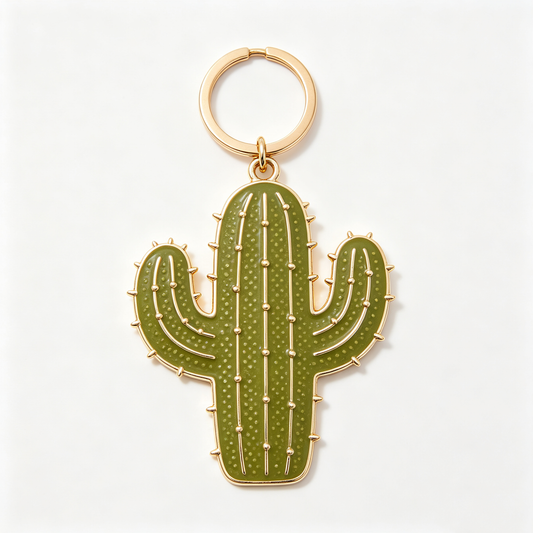 Cactus Enamel Keychain Charm